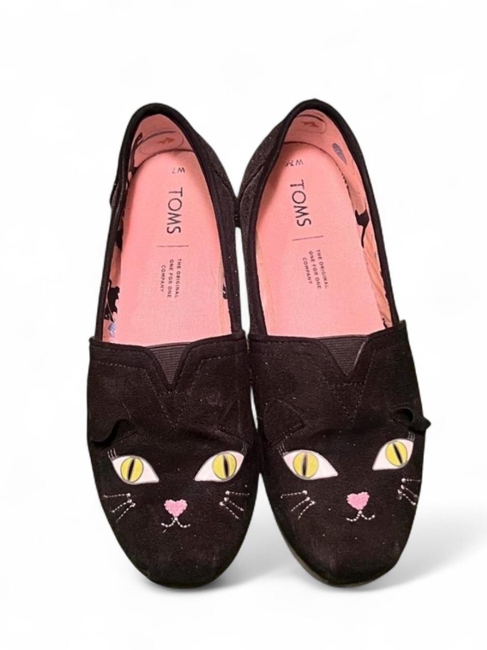 Toms 7.5 women black cat glow in the dark
